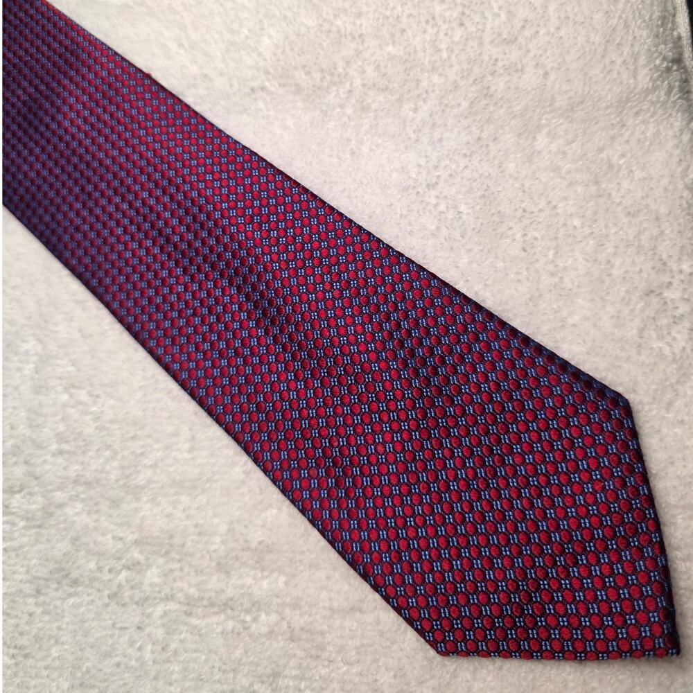 Nordstrom red blue checkered pattern silk tie - 58.5" - career corpcore - Picture 4 of 5